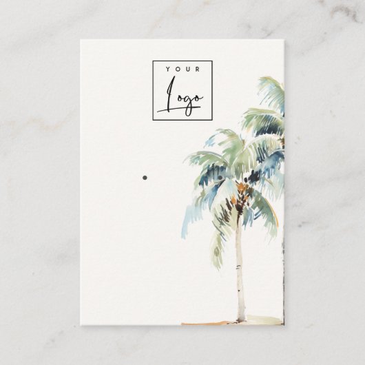 熱帯沿岸のヤシの木のイヤリングディスプレイロゴ 名刺 (正面)