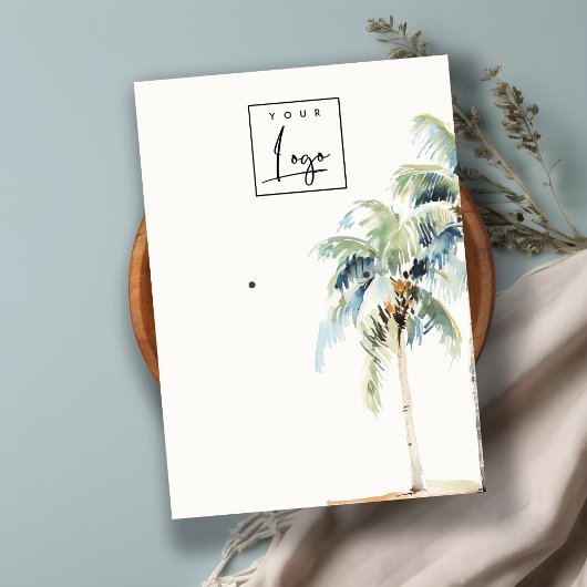 熱帯沿岸のヤシの木のイヤリングディスプレイロゴ 名刺