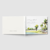 熱帯沿岸のヤシの木の水の色結婚の ゲストブック (全面)