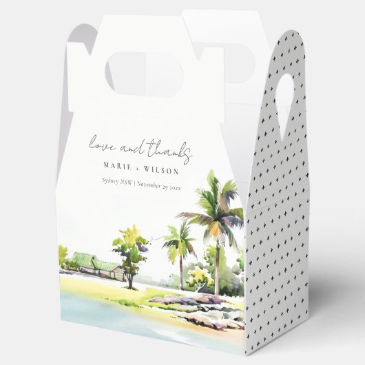 熱帯沿岸のヤシの木の水の色結婚の フェイバーボックス (オープン)