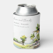 熱帯沿岸のヤシの木の水の色結婚の 缶クーラー (缶正面)