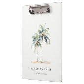 熱帯沿岸のヤシの木の水色ブルーグリーン クリップボード (左)