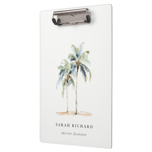 熱帯沿岸のヤシの木の水色ブルーグリーン クリップボード (左)