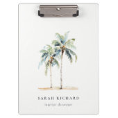 熱帯沿岸のヤシの木の水色ブルーグリーン クリップボード (正面)