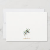 熱帯沿岸のヤシの木の水色ブルーグリーン ノートカード (裏面)
