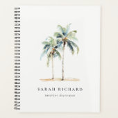 熱帯沿岸のヤシの木の水色ブルーグリーン プランナー手帳 (正面)