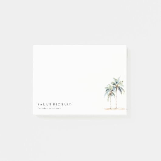 熱帯沿岸のヤシの木の水色ブルーグリーン ポストイット (正面)