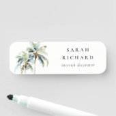 熱帯沿岸のヤシの木の水色ブルーグリーン 名札 (インサイチュ)