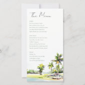 熱帯沿岸のヤシの木結婚のメニューカード サンキューカード (正面)