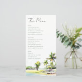 熱帯沿岸のヤシの木結婚のメニューカード サンキューカード (スタンド正面)