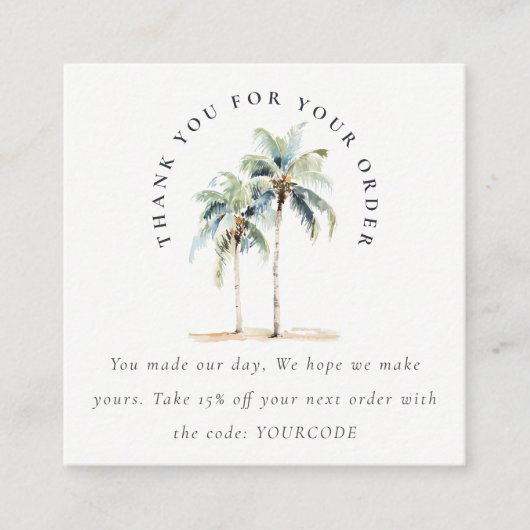 熱帯沿岸のヤシ感謝していの木の注文 スクエア名刺 (正面)