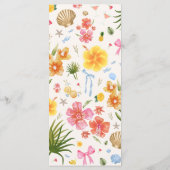 熱帯沿岸の手描き花の貝殻結婚の メニュー (裏面)