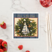 熱帯沿岸の海'nグリーティングクリスマス スタンダードカクテルナプキン (インサイチュ)