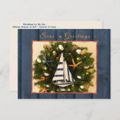 熱帯沿岸の海'nグリーティングクリスマス ポストカード (正面/裏面)