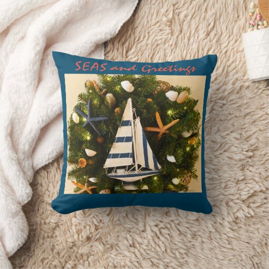 熱帯沿岸の「SEASとグリーティング」クリスマス クッション (ブランケット)