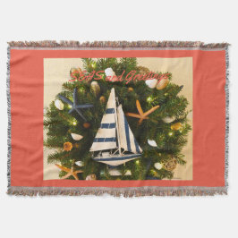熱帯沿岸の「SEASとグリーティング」クリスマス スローブランケット