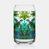 熱帯沿岸ウミガメティール（緑がかった色）ブルーグリーン ガラス缶 (裏面)