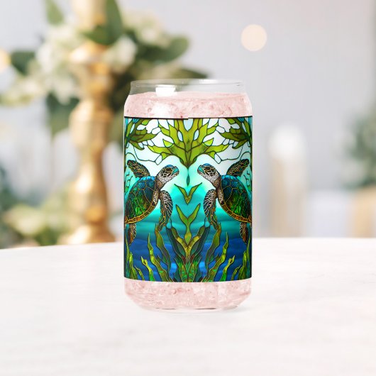 熱帯沿岸ウミガメティール（緑がかった色）ブルーグリーン ガラス缶 (インサイチュ (ウェディング))