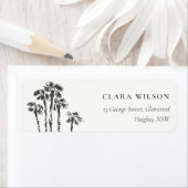 熱帯沿岸エレガントのヤシの木のスケッチアドレス ラベル (インサイチュ)