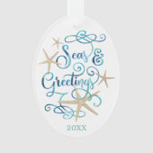熱帯沿岸クリスマススクリプトSEAs & GREETINGS オーナメント (正面)