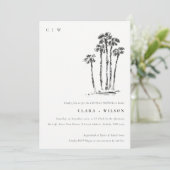 熱帯沿岸パームツリースケッチカップルシャワー 招待状 (スタンド正面)