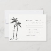 熱帯沿岸パームツリースケッチ結婚ズ詳細 出欠カード (正面)
