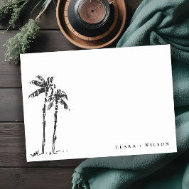熱帯沿岸パームツリースケッ結婚チ ノートカード