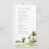 熱帯沿岸パームツリーズ結婚式 プログラムカード サンキューカード (裏面)