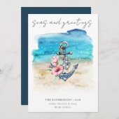 熱帯沿岸ビーチクリスマスホリデーカード シーズンカード (正面/裏面)