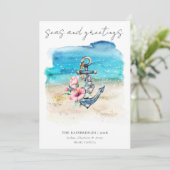 熱帯沿岸ビーチクリスマスホリデーカード シーズンカード (スタンド正面)