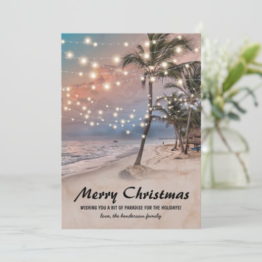 熱帯沿岸ビーチクリスマスホリデーカード シーズンカード (スタンド正面)