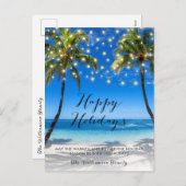 熱帯沿岸ビーチクリスマスホリデーカード シーズンポストカード (正面/裏面)