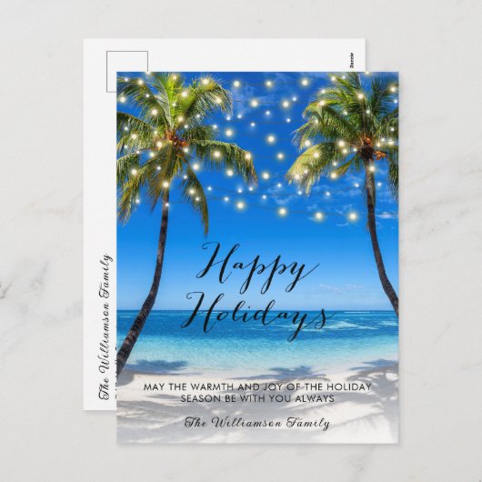 熱帯沿岸ビーチクリスマスホリデーカード シーズンポストカード (正面/裏面)