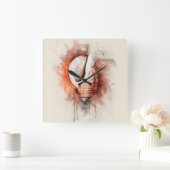 熱帯沿岸ビーチシーシェル水色 スクエア壁時計 (ホーム)