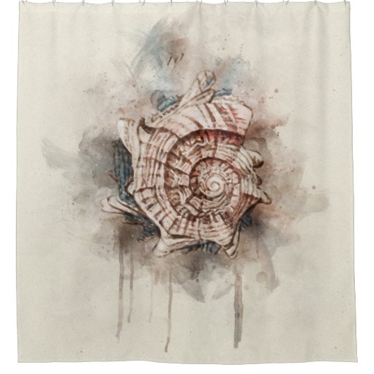 熱帯沿岸ビーチシーシェル絵画ズ シャワーカーテン (正面)