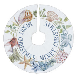 熱帯沿岸ビーチテーマメリークリスマスフェイク フェイクリネンツリースカート