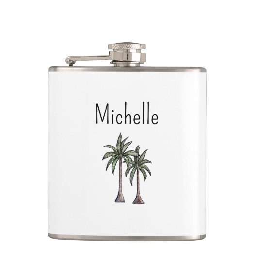 熱帯沿岸ビーチパームツリーズシンプル フラスク (正面)