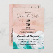 熱帯沿岸ビーチ海の結婚式の日付を保存 ポストカード (正面/裏面)