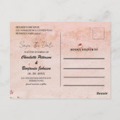 熱帯沿岸ビーチ海の結婚式の日付を保存 ポストカード (裏面)