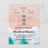 熱帯沿岸ビーチ海の結婚式の日付を保存 ポストカード (正面)