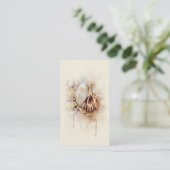 熱帯沿岸ビーチ海殻水彩 名刺 (スタンド正面)