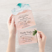 熱帯沿岸ビーチ結婚テーマ オールインワン招待状 (貼ってはがせる)