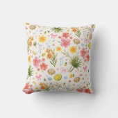 熱帯沿岸手描き花と貝殻 クッション (正面)