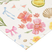 熱帯沿岸手描き花と貝殻 ショートテーブルランナー (コーナー)