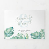 熱帯沿岸3倍結婚式招待状。 三つ折り招待状 (カバー)