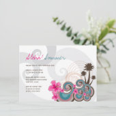 熱帯波のハイビスカスのハワイのルアウ(ハワイ式宴会)の夏のパーティー 招待状 (スタンド正面)