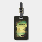 熱帯海を見下ろす洞窟の写真 ラゲッジタグ (正面縦)