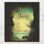 熱帯海を見下ろす洞窟の写真 ワインラベル (シングルラベル)