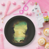 熱帯海を見下ろす洞窟の風光明媚な写真 ペーパープレート (パーティー)