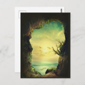 熱帯海を見下ろす洞窟の風光明媚な写真 ポストカード (正面/裏面)